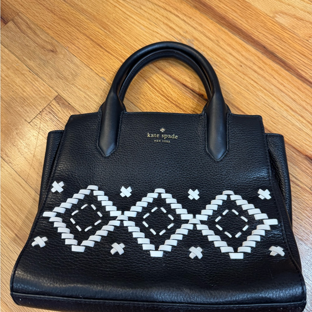 Nwot Kate Spade Black Handbag With White Pattern